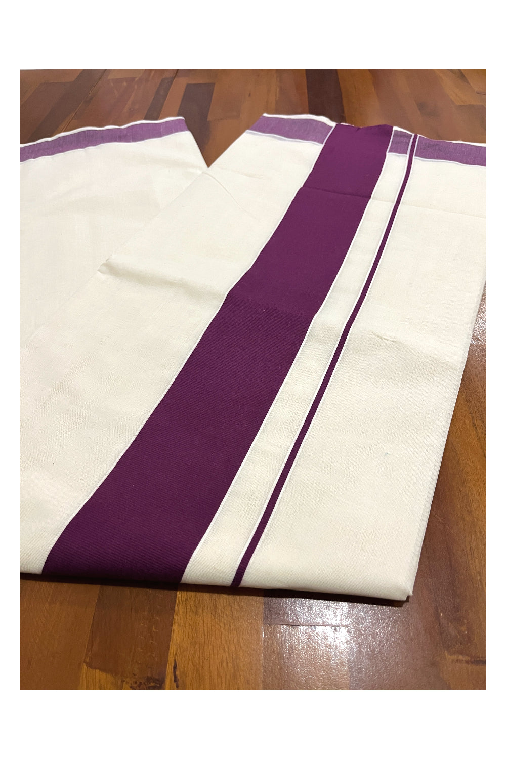 Pure Cotton Kerala Cotton Saree with Purple Border