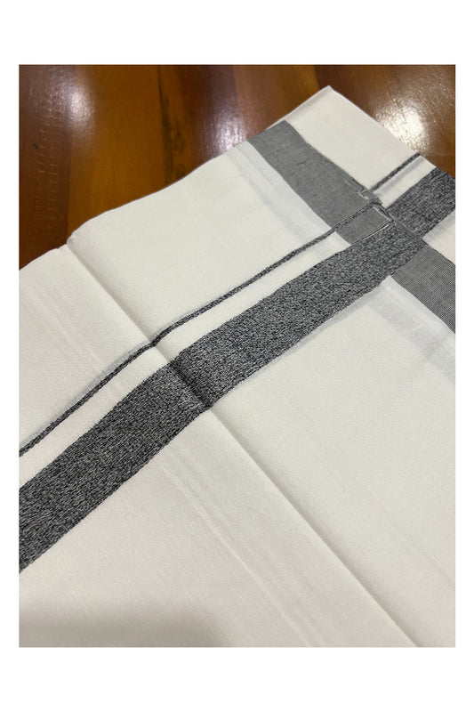 Pure White Kerala Cotton Double Mundu with Black Border (South Indian Dhoti)