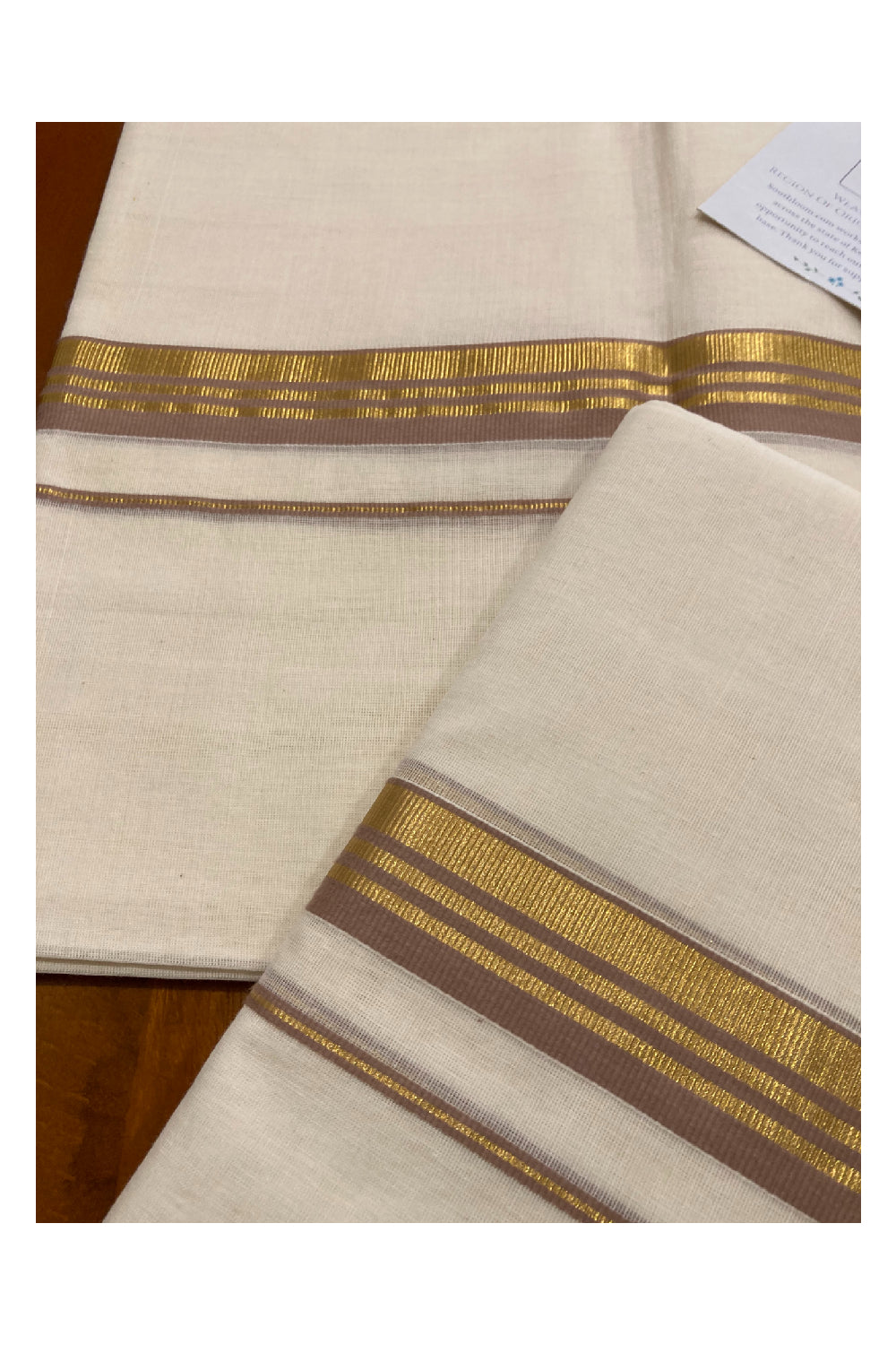 Southloom Premium Handloom Set Mundu with Kasavu and Light Brown Border