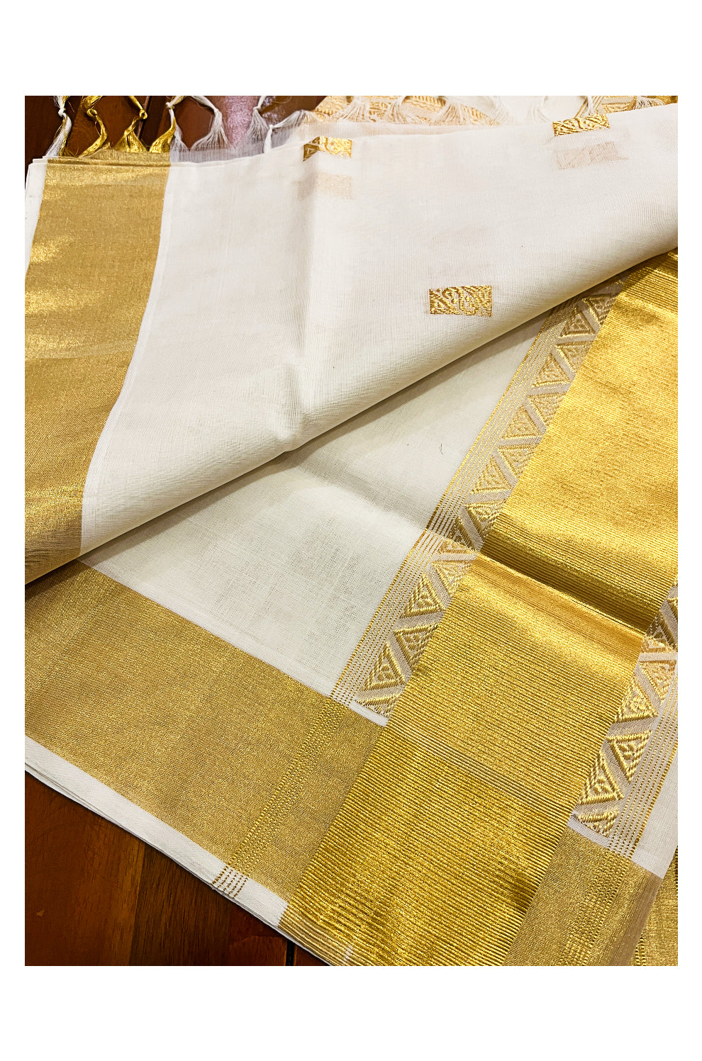 Southloom Premium Handloom Cotton Kerala Saree with Paisley Heavy Woven Works
