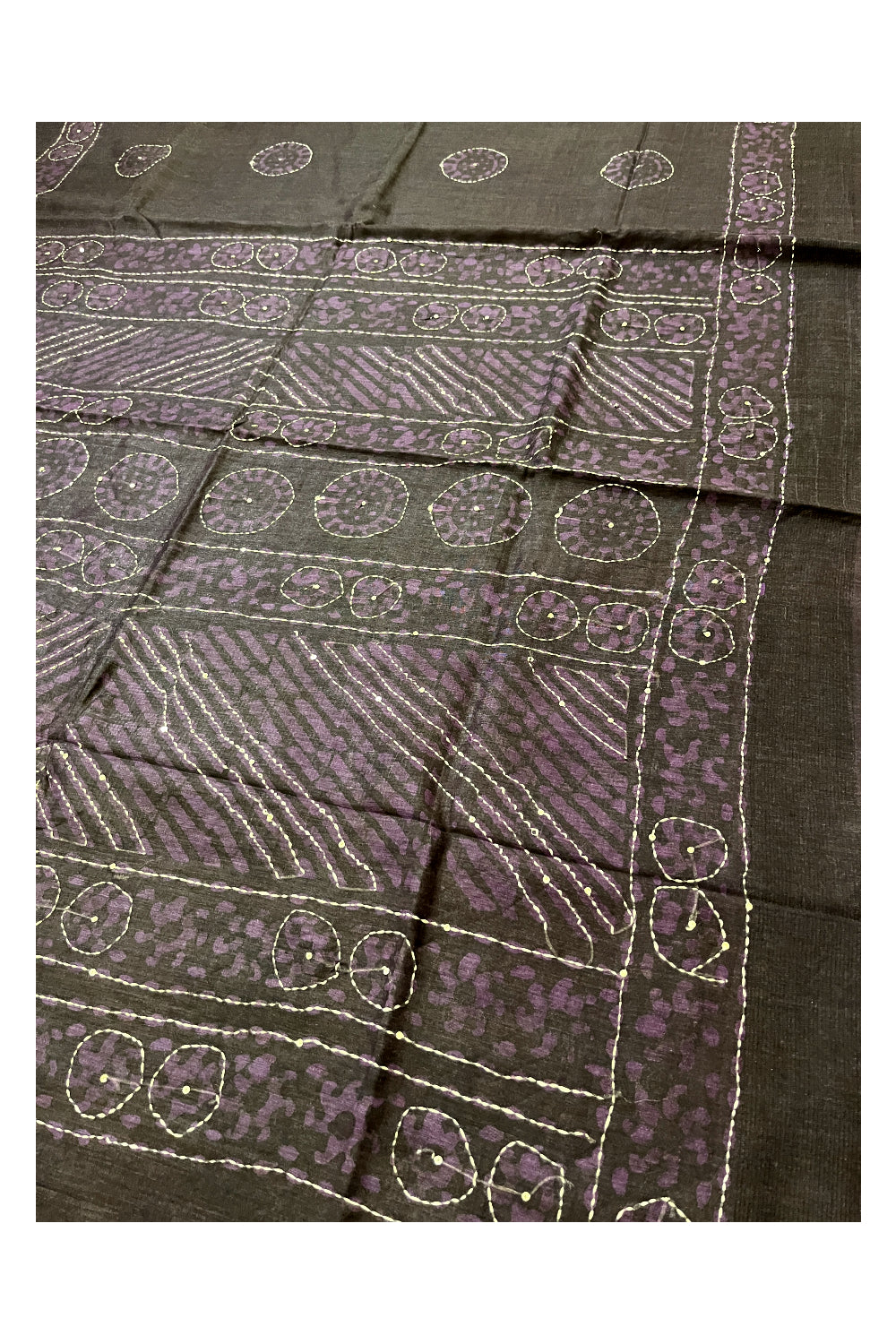 Southloom Cotton Dark Purple Saree with Thread works on Body and Pallu