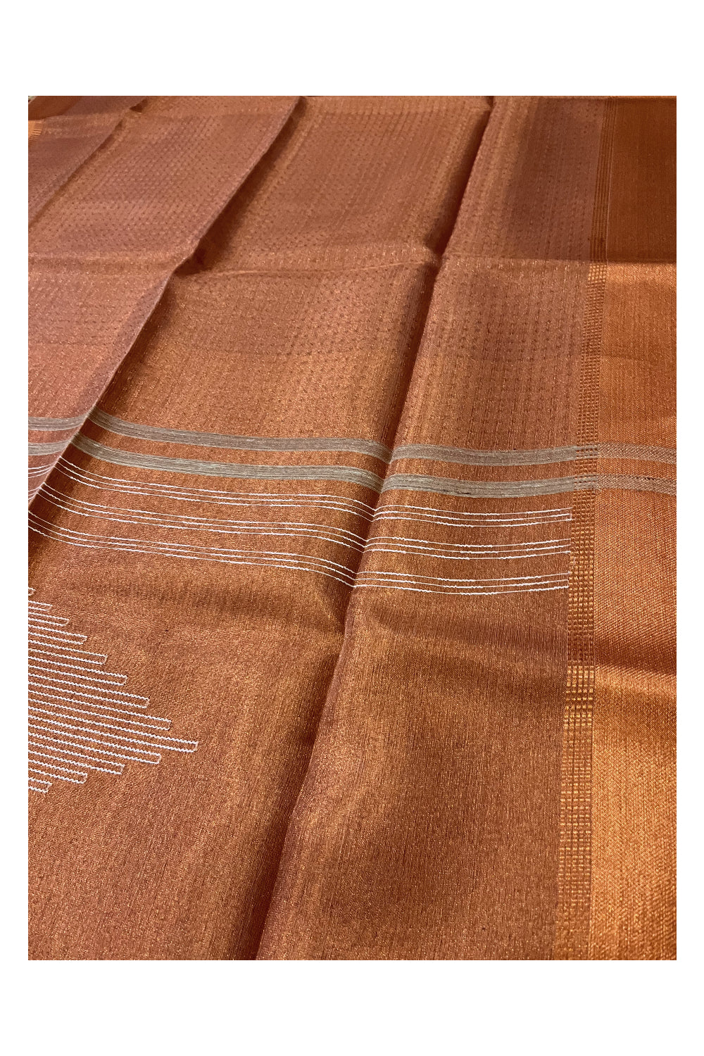 Southloom Tissue Copper Saree with Thread works on Body and Tassels on Pallu