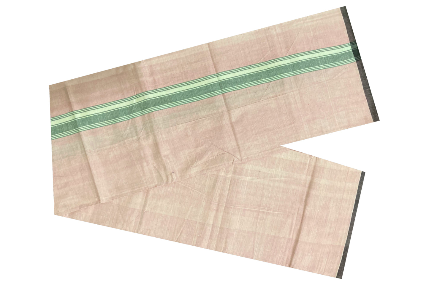 Southloom Premium Handloom Pink Solid Single Mundu (Lungi) with Black White Lines Border