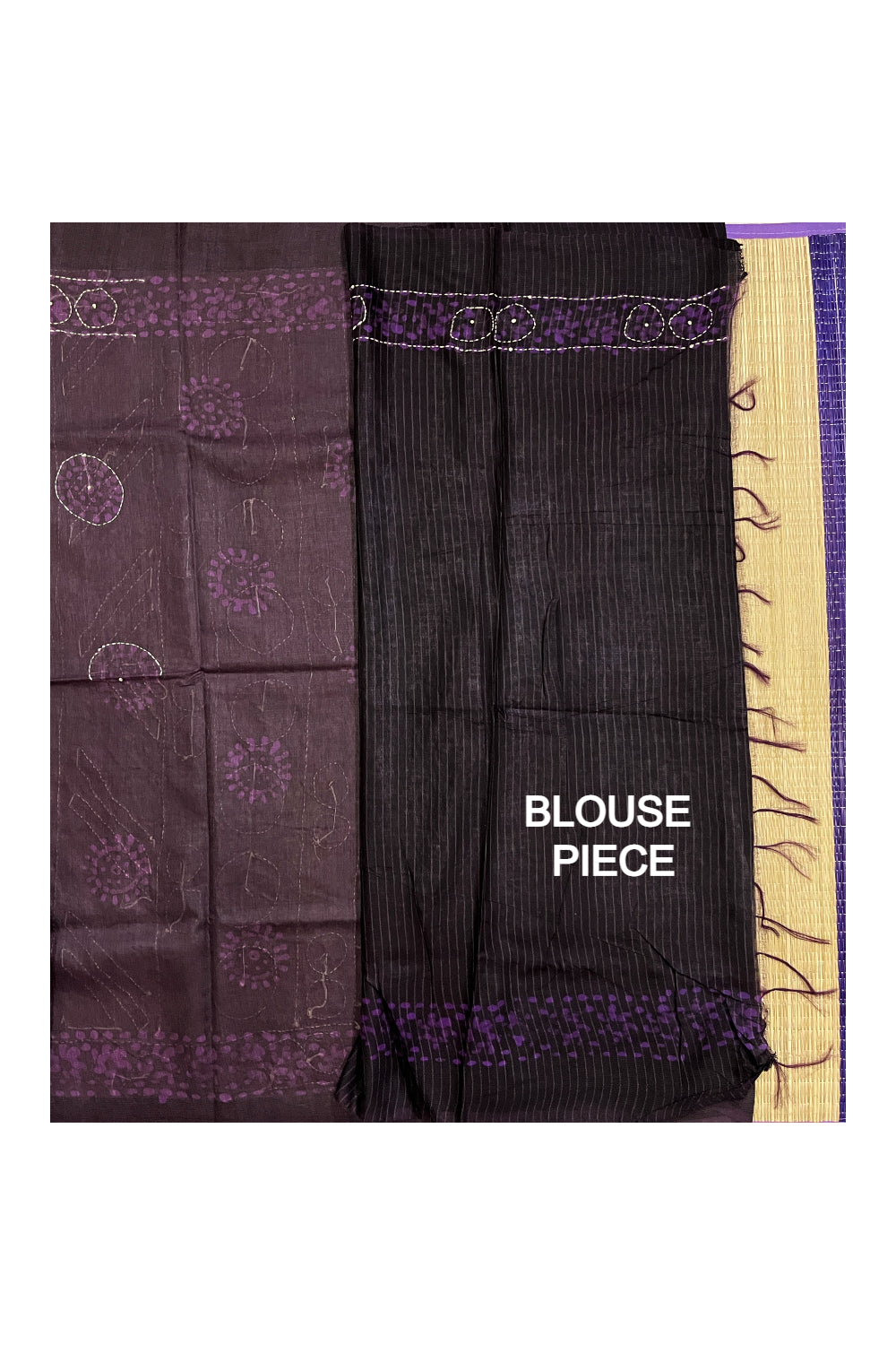 Southloom Cotton Dark Purple Saree with Thread works on Body and Pallu