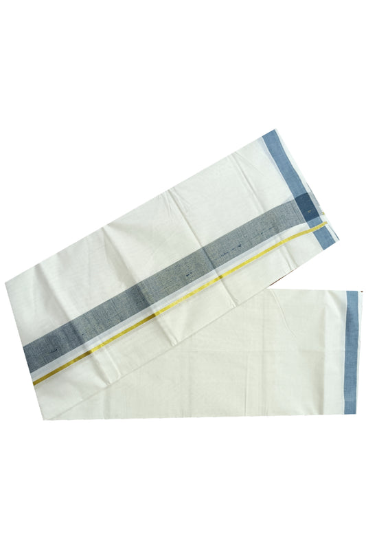 Off White Kerala Double Mundu with Kasavu and Black Kara (South Indian Dhoti)