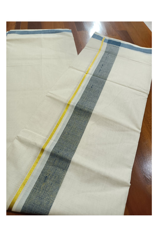 Off White Kerala Double Mundu with Kasavu and Black Kara (South Indian Dhoti)