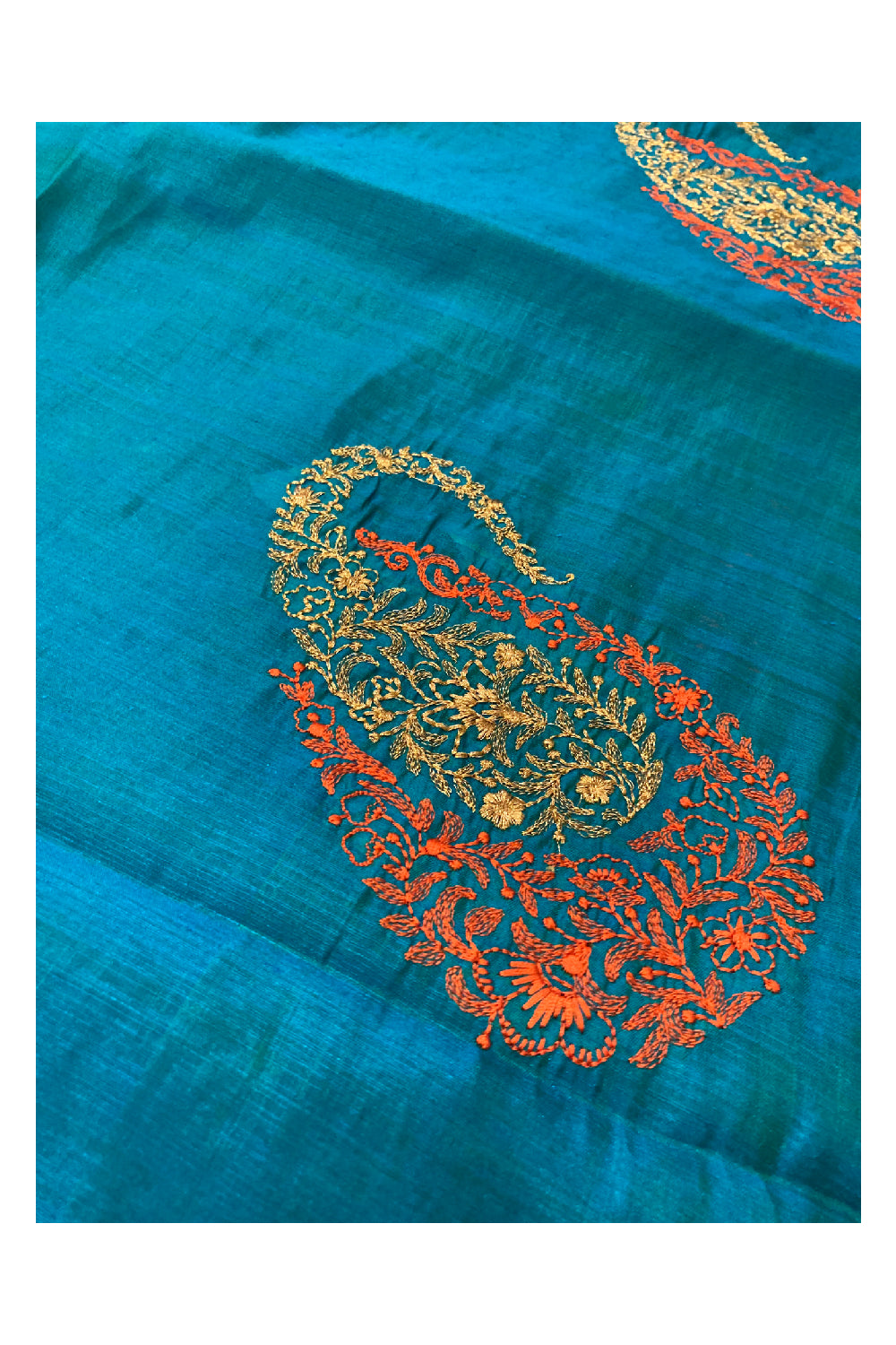 Southloom Manipuri Silk Blue Designer Saree with Embroidery work