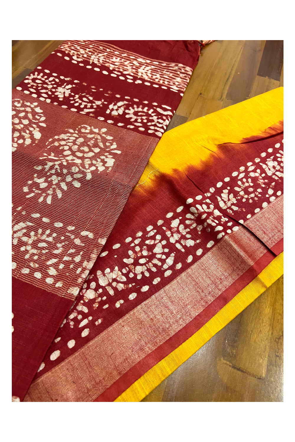 Southloom Orange Cotton Designer Printed Saree with Dark Orange Border