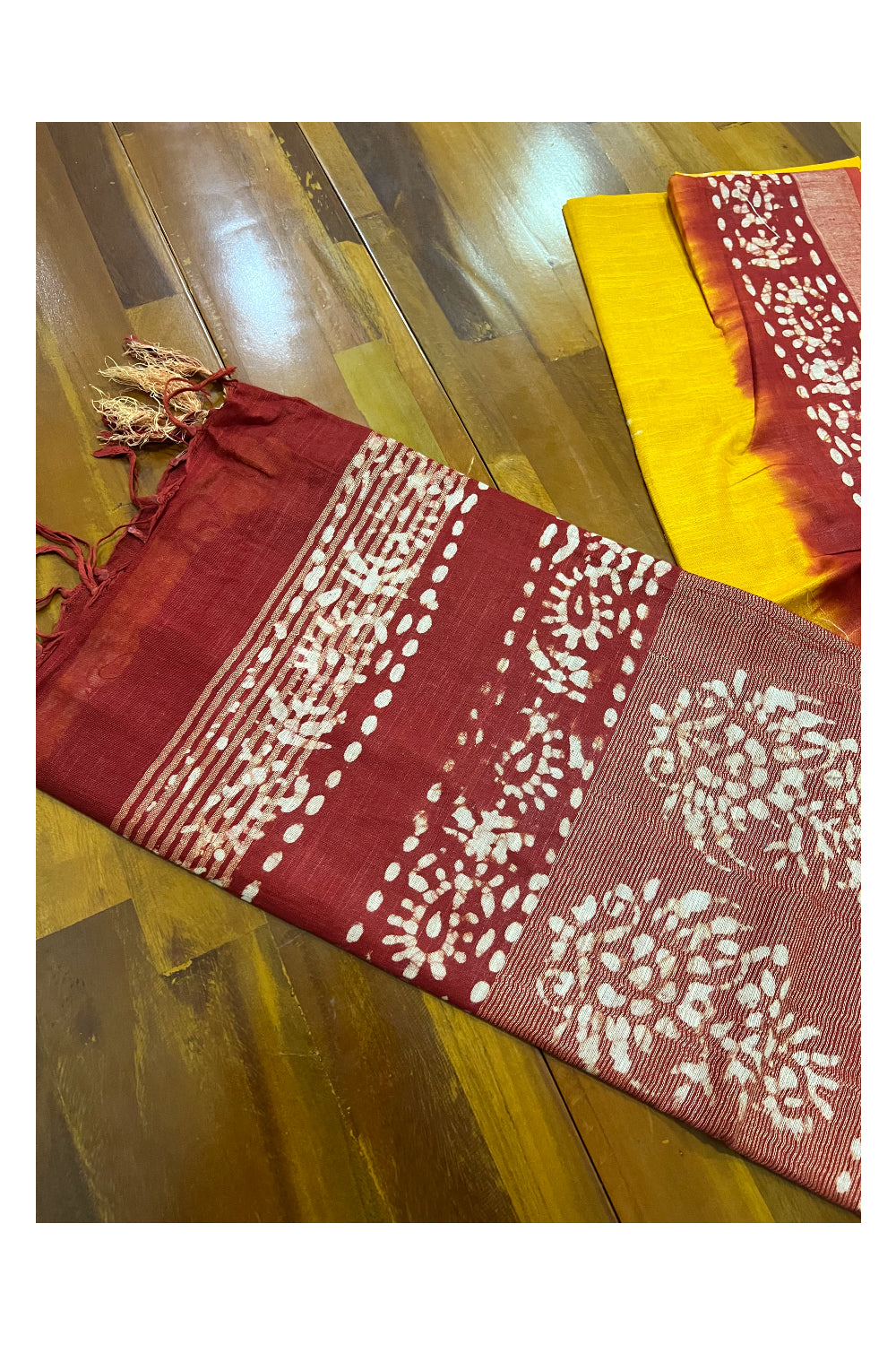 Southloom Orange Cotton Designer Printed Saree with Dark Orange Border