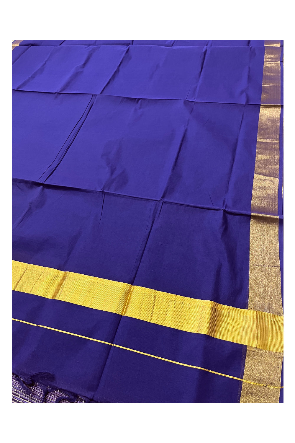 Pure Cotton Violet Kerala Saree with 3 inch Kasavu Border