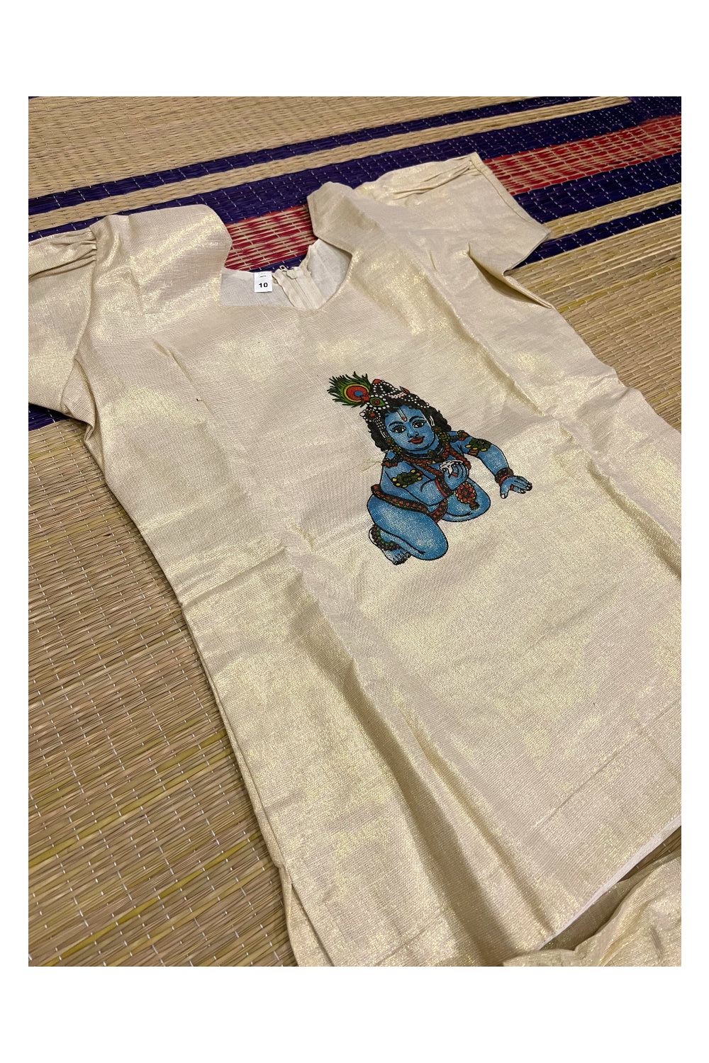 Southloom Kerala Pavada Blouse with Baby Krishna Mural Design (Age - 10 Year)