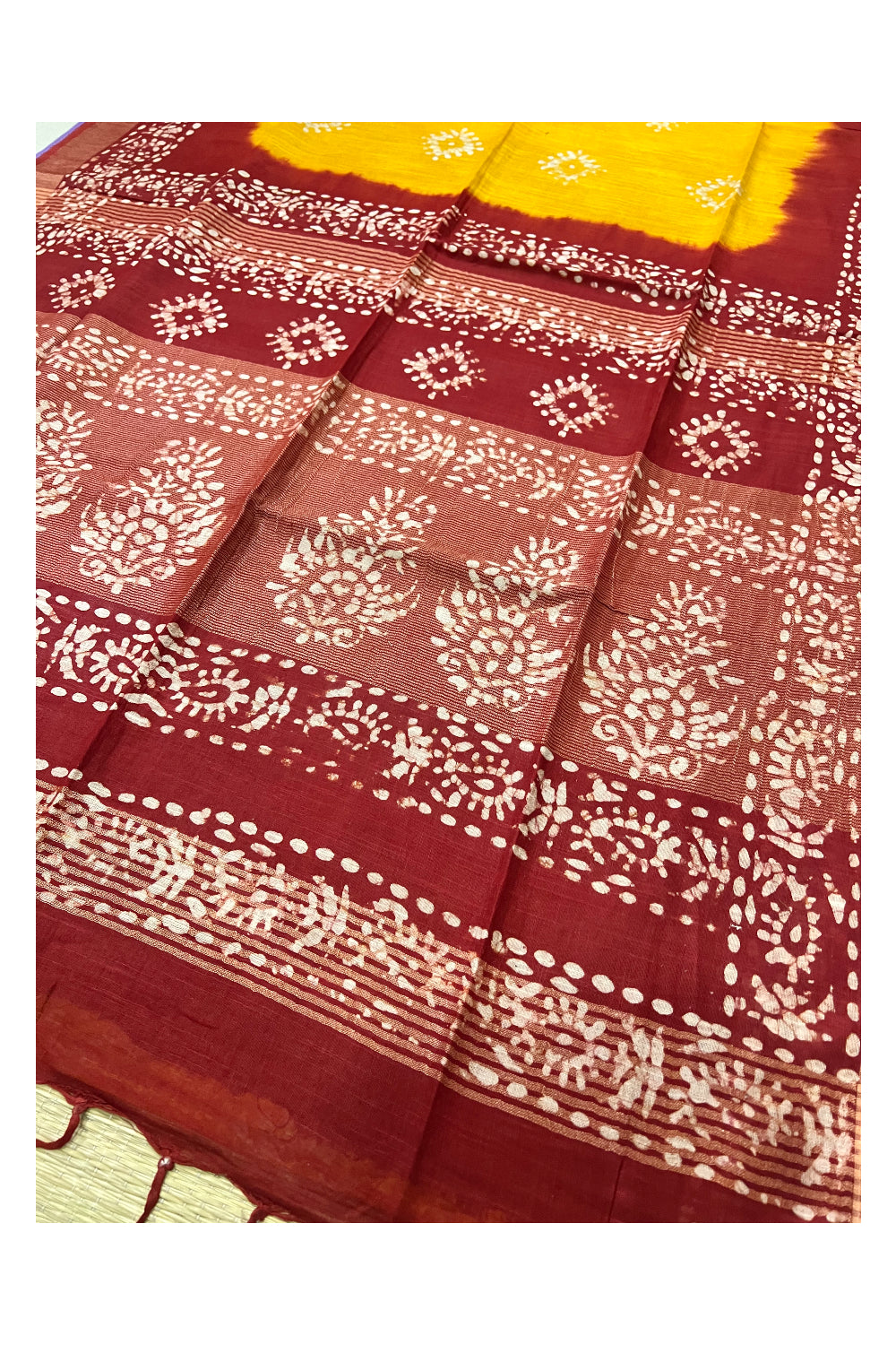 Southloom Orange Cotton Designer Printed Saree with Dark Orange Border