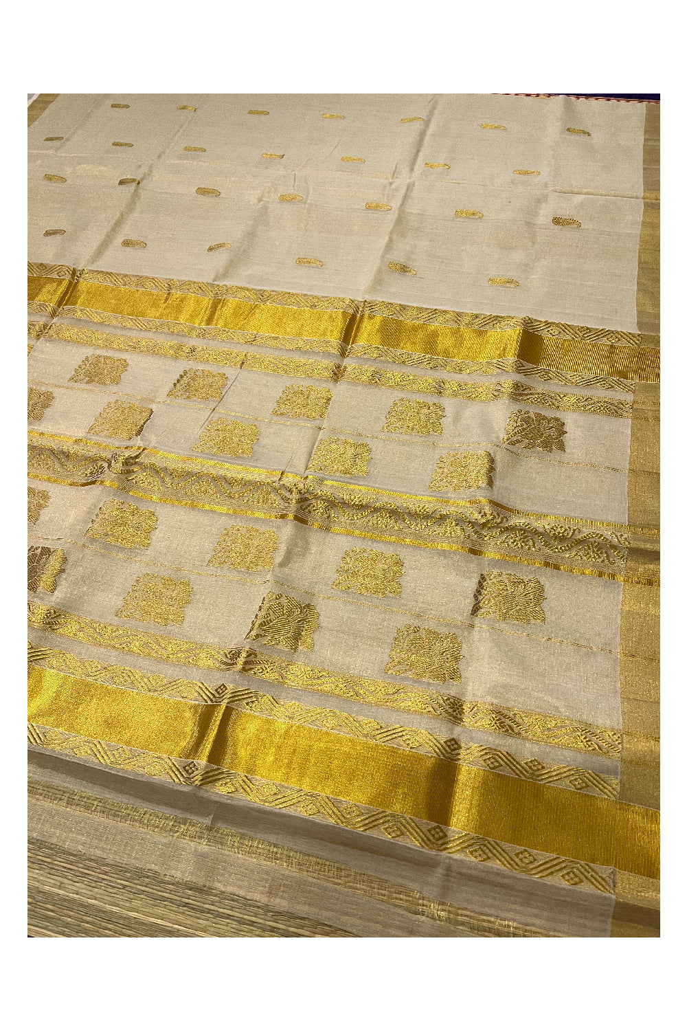 Southloom Onam 2022 Premium Handloom Tissue Kasavu Saree with Hand Woven Motifs