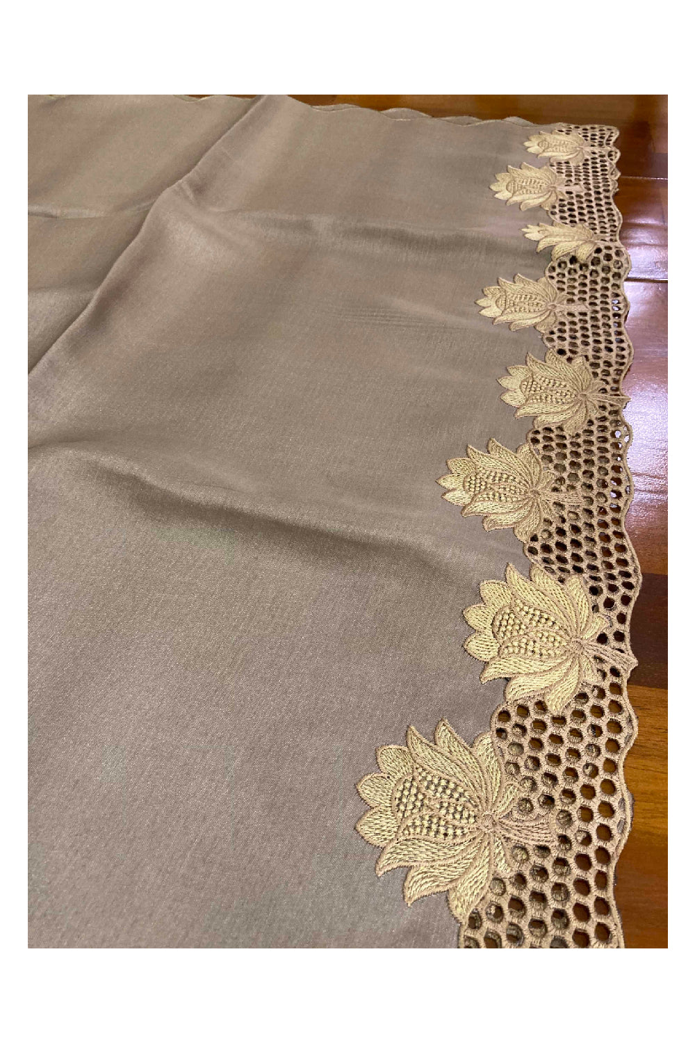 Southloom™ Semi Tussar Churidar Salwar Suit Material in Grey with Embroidery Work