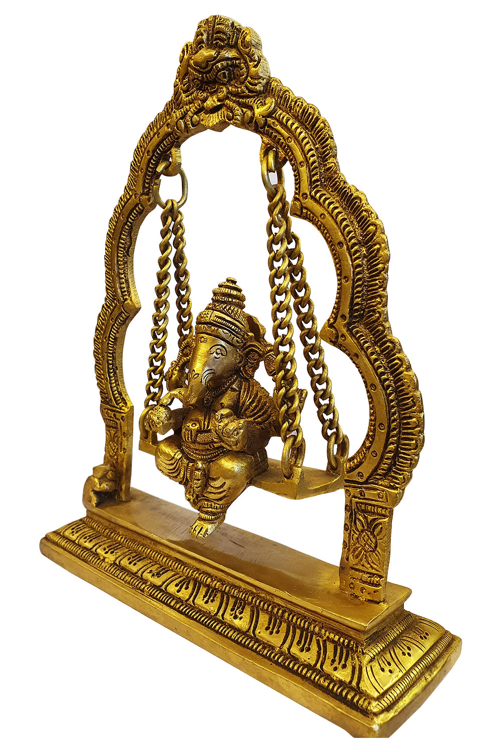 Southloom Solid Brass Handmade Ganesha on Swinging Throne Handicraft