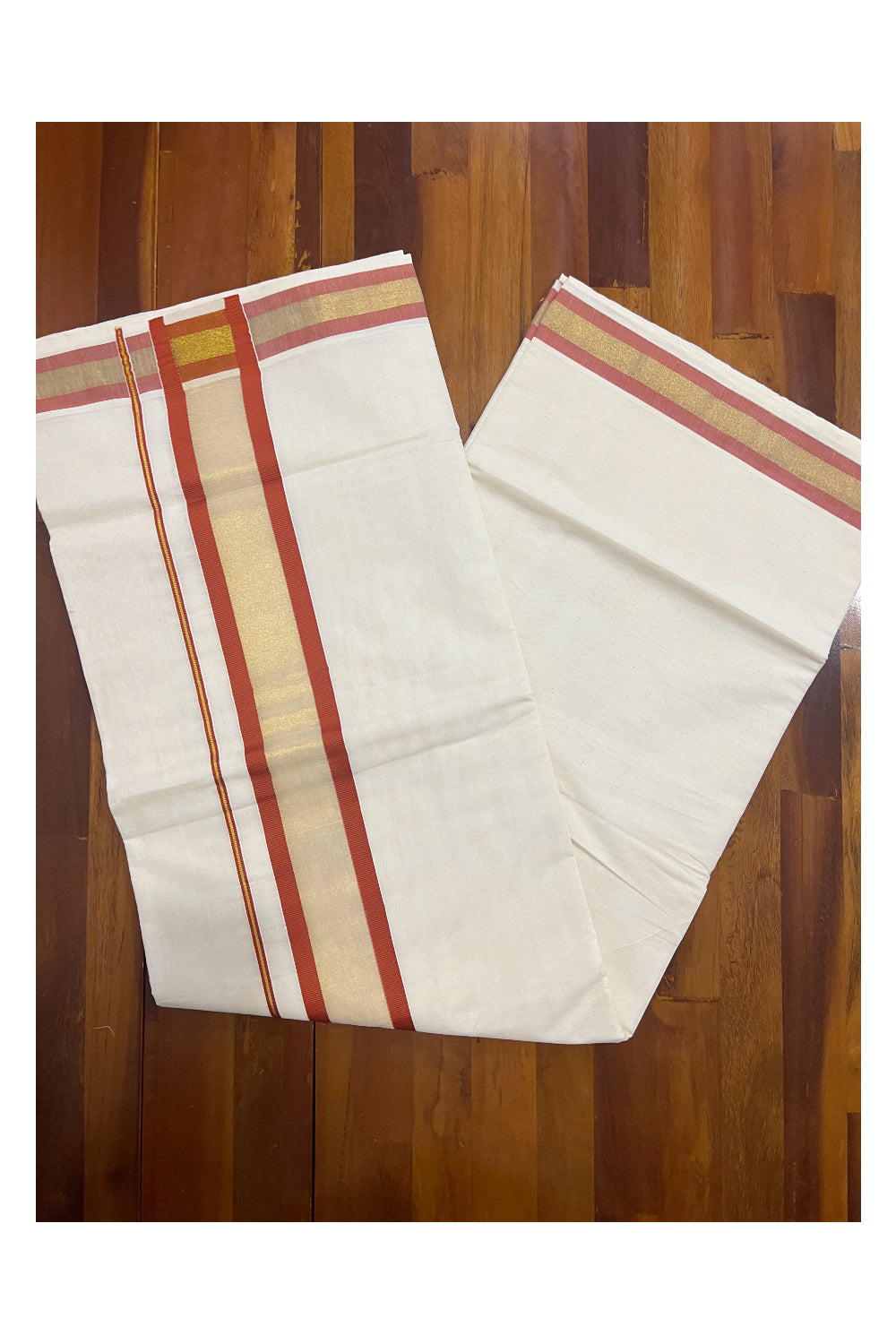 Pure Cotton Kerala Plain Saree with Kasavu and Maroon Border