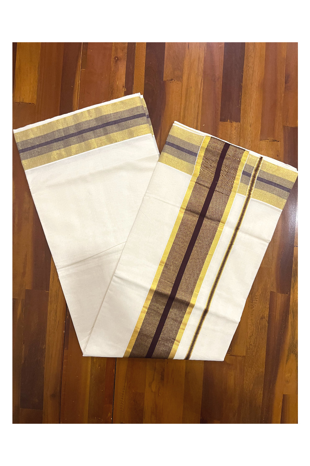 Pure Cotton Kerala Saree with Kasavu and Brown Border