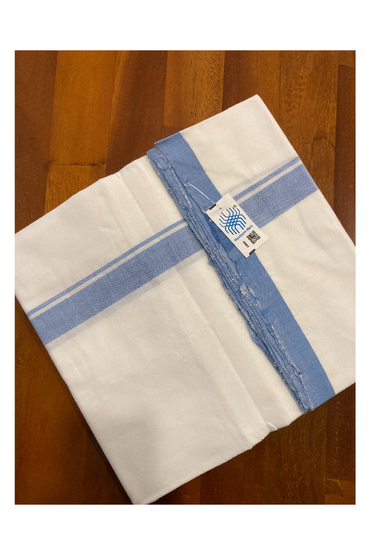 Southloom Balaramapuram Handloom Single Mundu (Otta Mundu) with Blue Border (South Indian Dhoti)