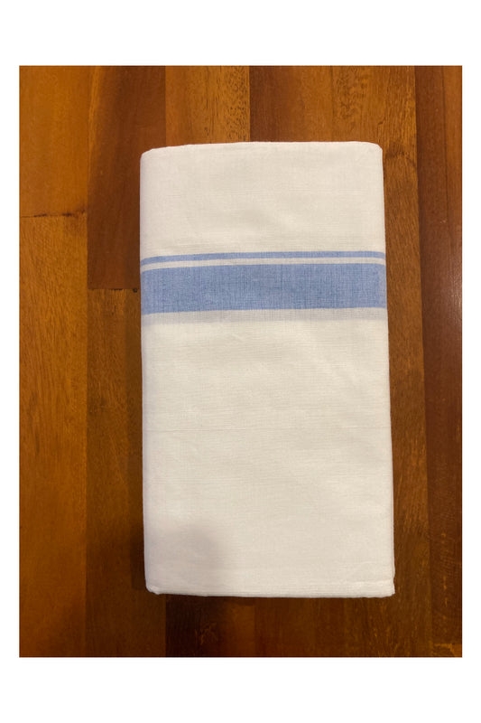 Southloom Balaramapuram Handloom Single Mundu (Otta Mundu) with Blue Border (South Indian Dhoti)