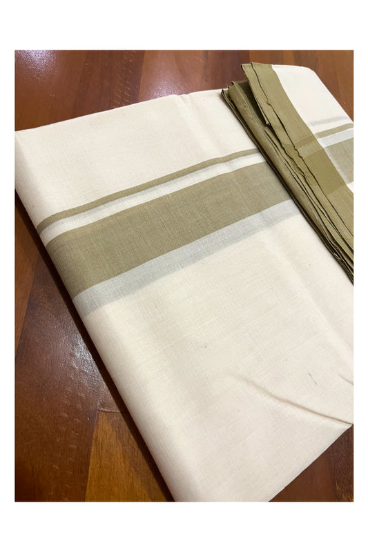 Southloom Premium Handloom Double Mundu with Light Brown Border