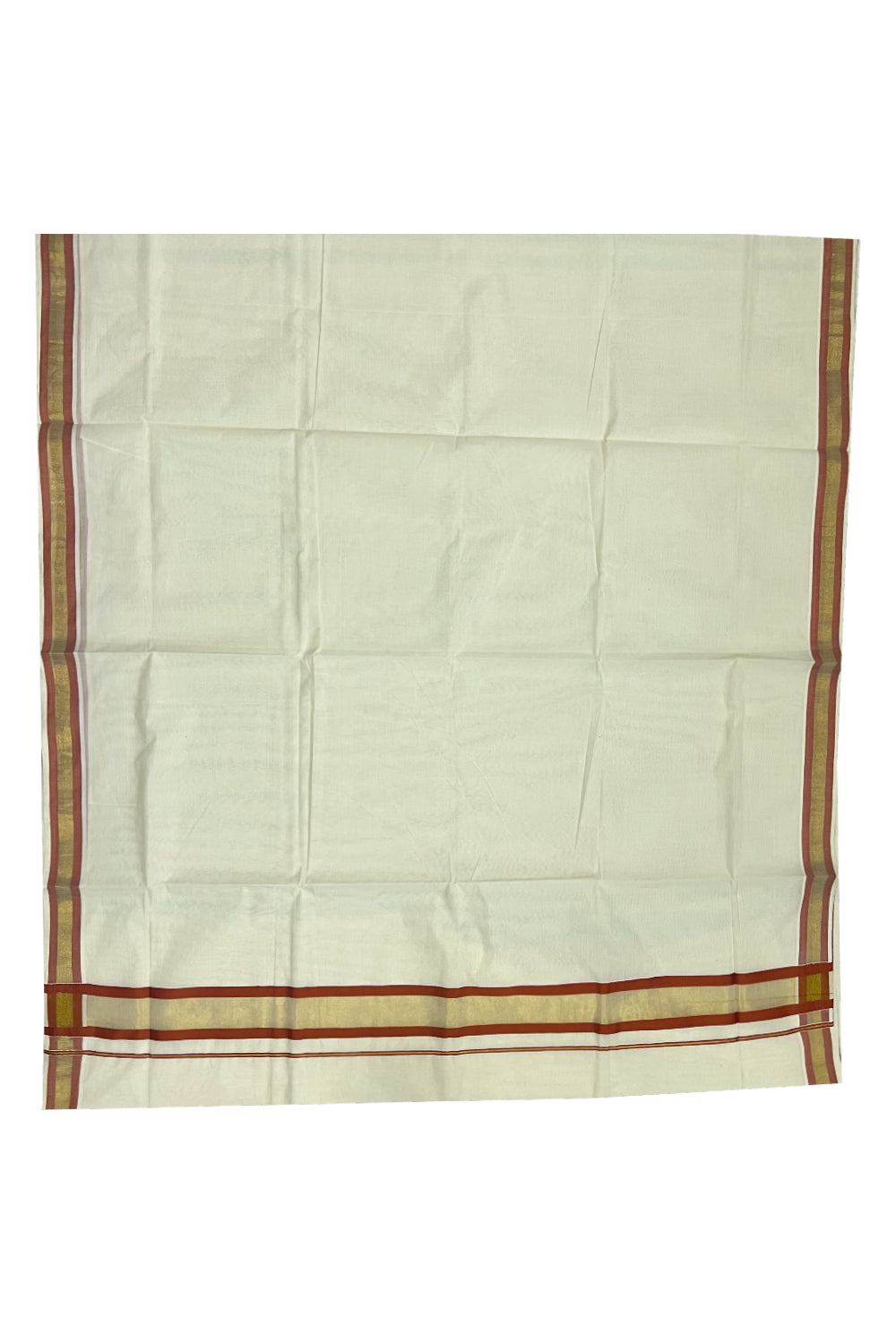 Pure Cotton Kerala Plain Saree with Kasavu and Maroon Border