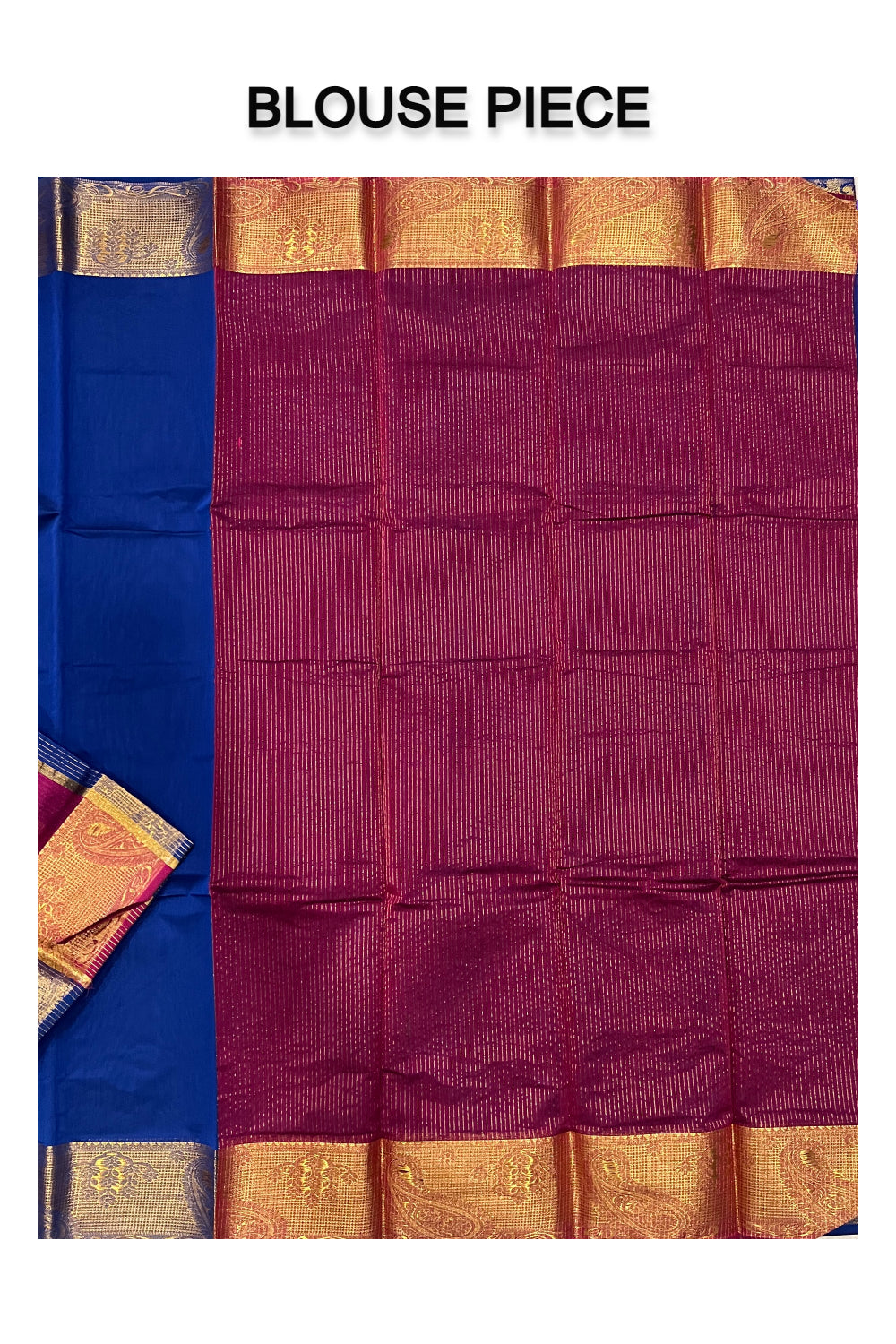 Southloom Blue Cotton Silk Saree with Golden Designer Border