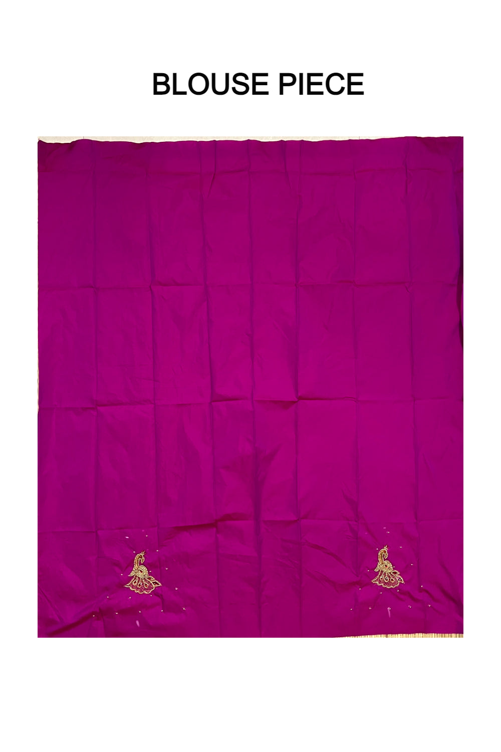 Kerala Tissue Kasavu Saree with Peacock Themed Bead Work Design and Magenta Blouse Piece