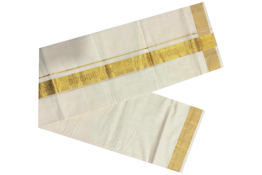 Southloom Balaramapuram Handloom Pure Cotton Wedding Mundu with Kasavu Woven Kara (South Indian Dhoti)