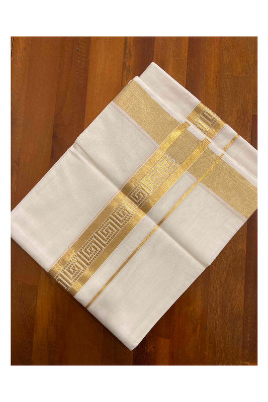 Southloom Handloom Premium Kasavu Dhoti with Woven Design Border