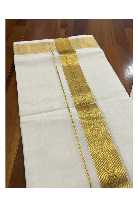 Southloom Balaramapuram Handloom Pure Cotton Wedding Mundu with Kasavu Woven Kara (South Indian Dhoti)