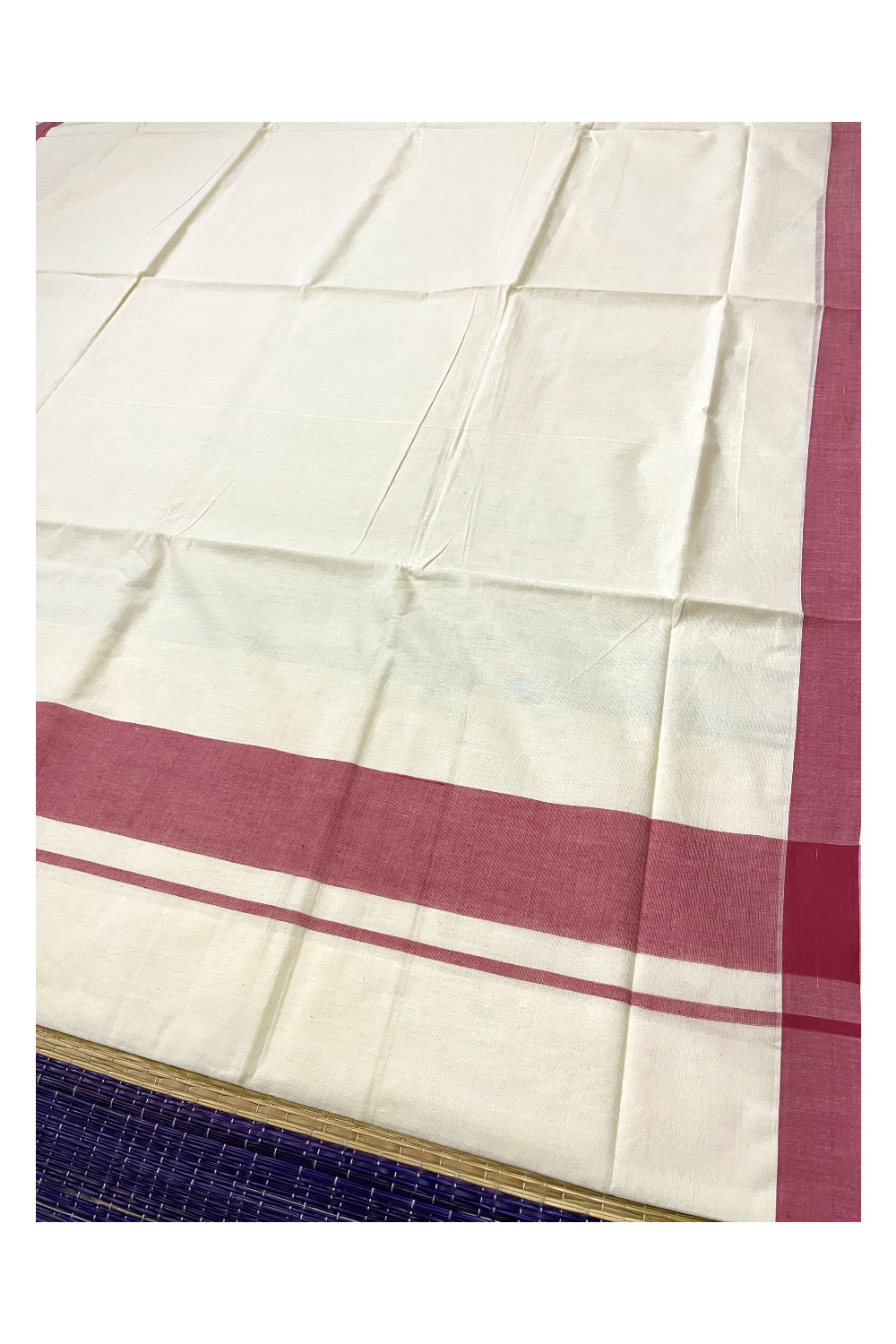 Pure Cotton Plain Kerala Saree with Red Border (Onam Saree 2023)