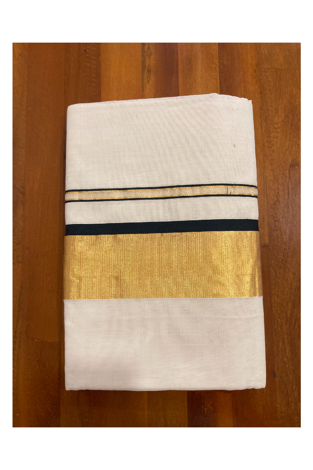 Southloom Balaramapuram Unakkupaavu Handloom Onam Saree with Kasavu and Black Border