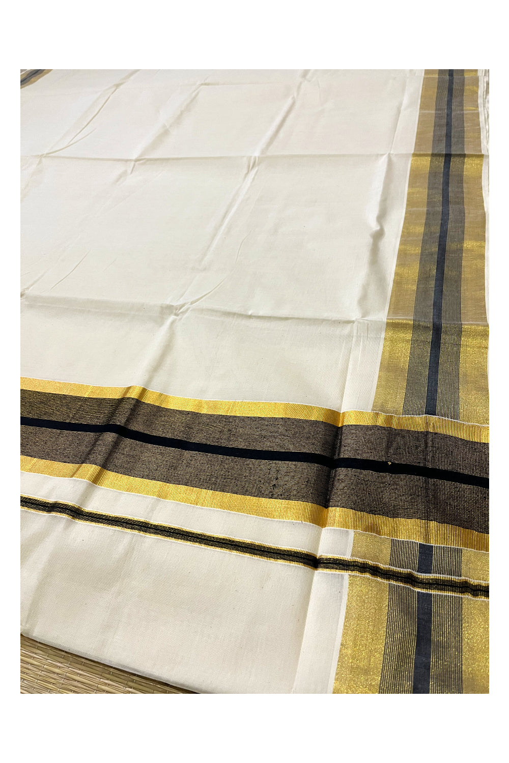 Pure Cotton Kerala Saree with Kasavu and Black Border