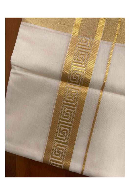 Southloom Handloom Premium Kasavu Dhoti with Woven Design Border