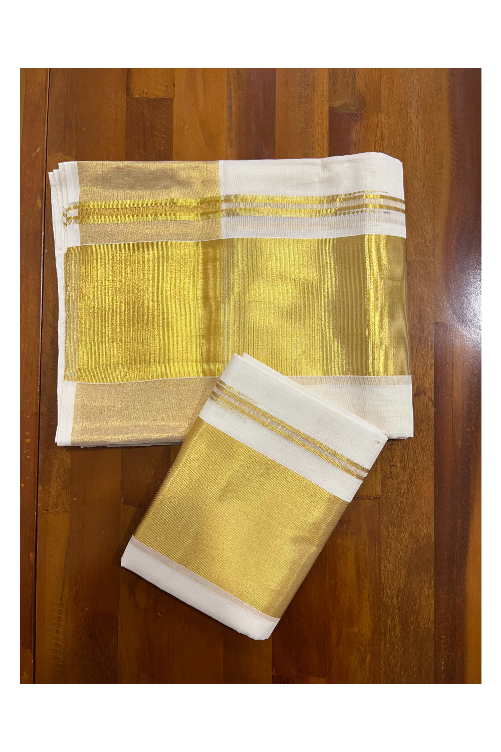 Southloom™ Handloom Plain Single Set Mundu (Mundum Neriyathum) 5 Inch Border 2.70 Mtrs