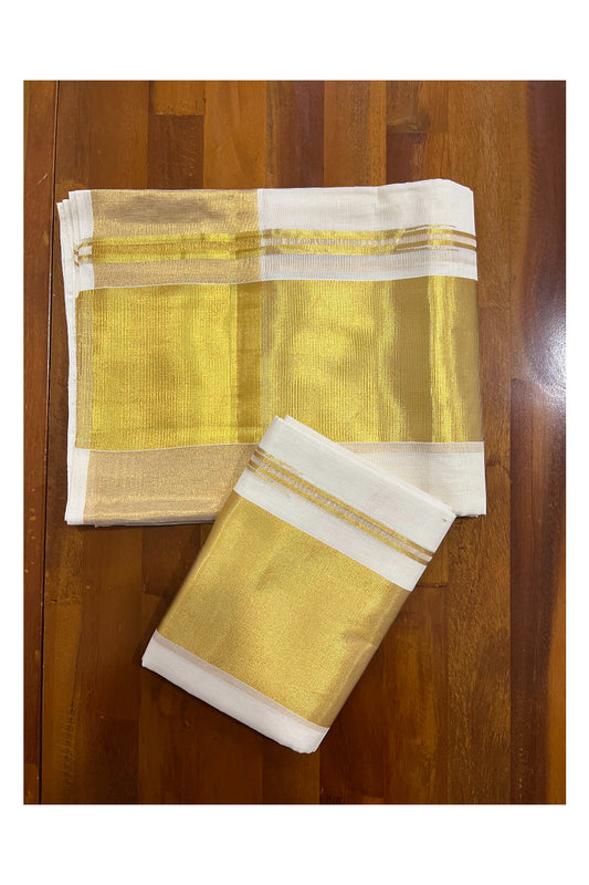 Southloom™ Handloom Plain Single Set Mundu (Mundum Neriyathum) 5 Inch Border 2.70 Mtrs SL617