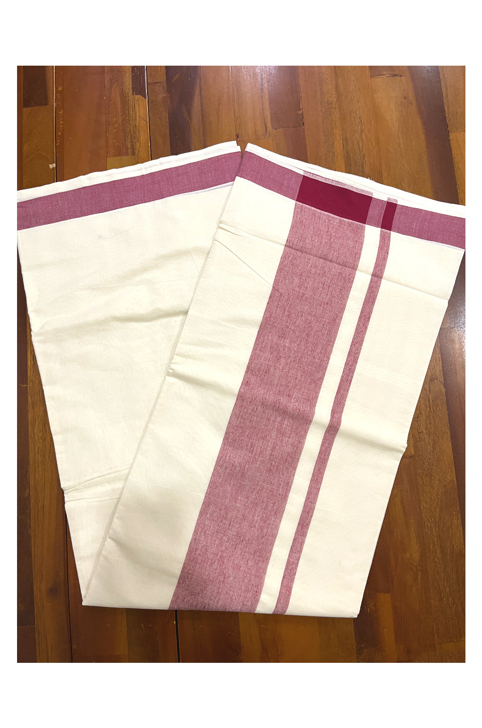 Pure Cotton Kerala Saree with Plain Maroon Border