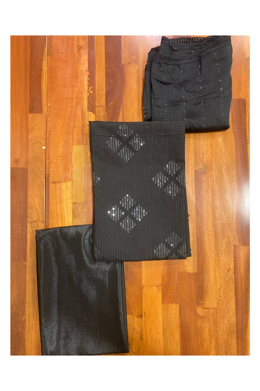 Southloom™ Cotton Churidar Salwar Suit Material in Black Sequins Design