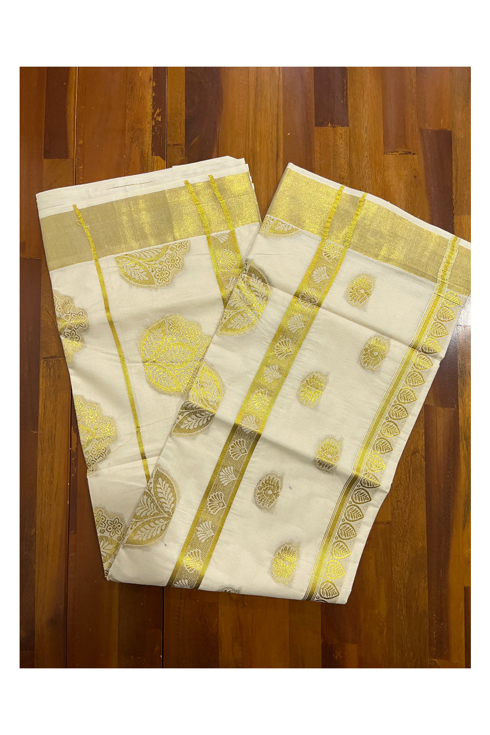 Southloom Kerala Kasavu Saree with Kasavu Woven Works on Body