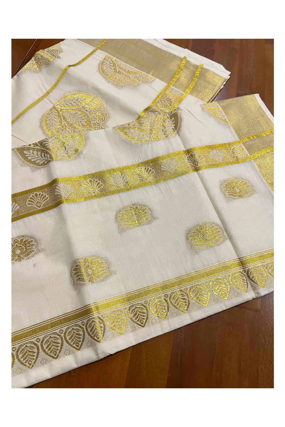 Southloom Kerala Kasavu Saree with Kasavu Woven Works on Body