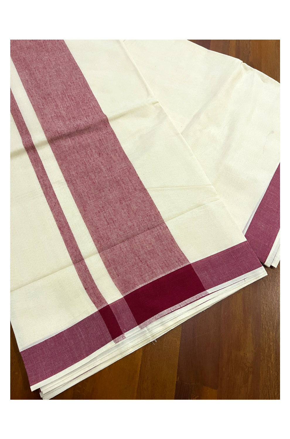 Pure Cotton Kerala Saree with Plain Maroon Border