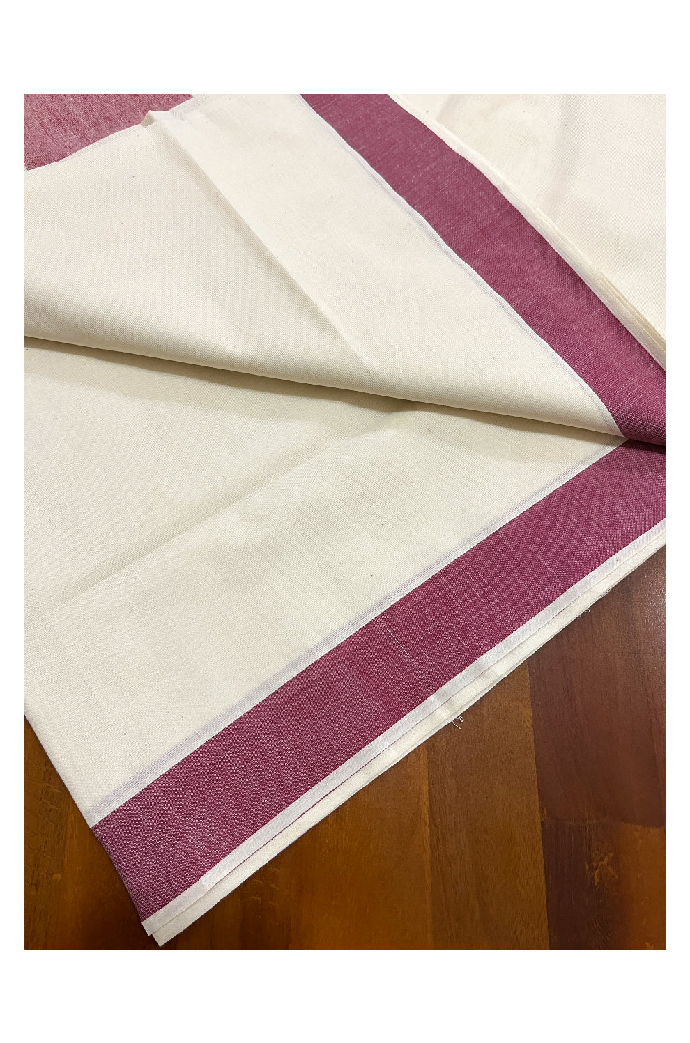 Pure Cotton Kerala Saree with Plain Maroon Border