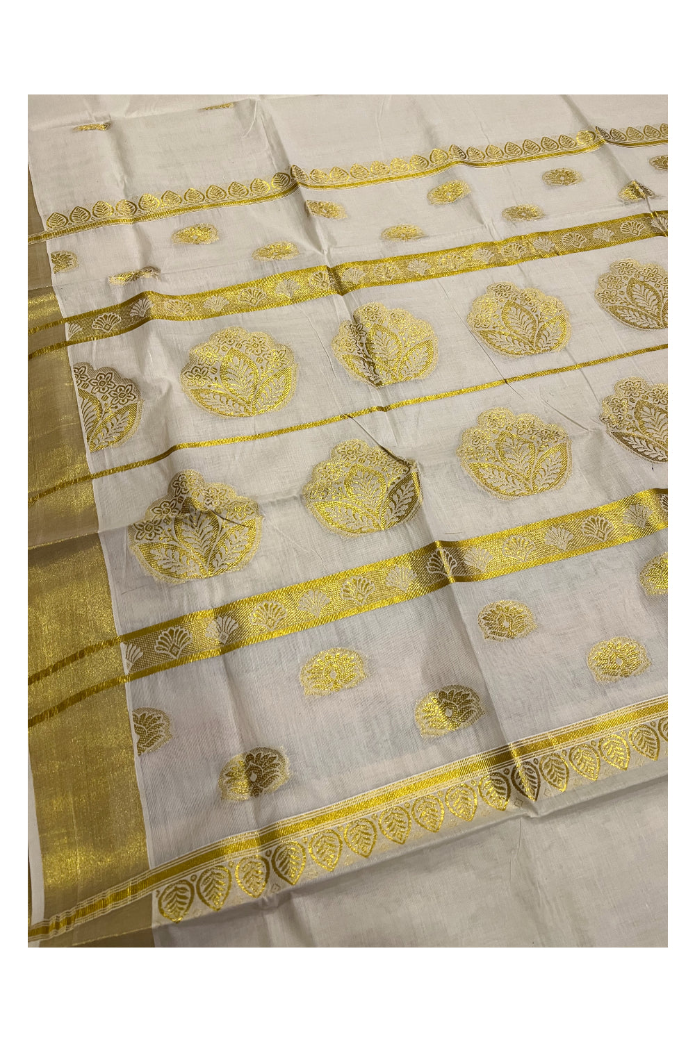 Southloom Kerala Kasavu Saree with Kasavu Woven Works on Body