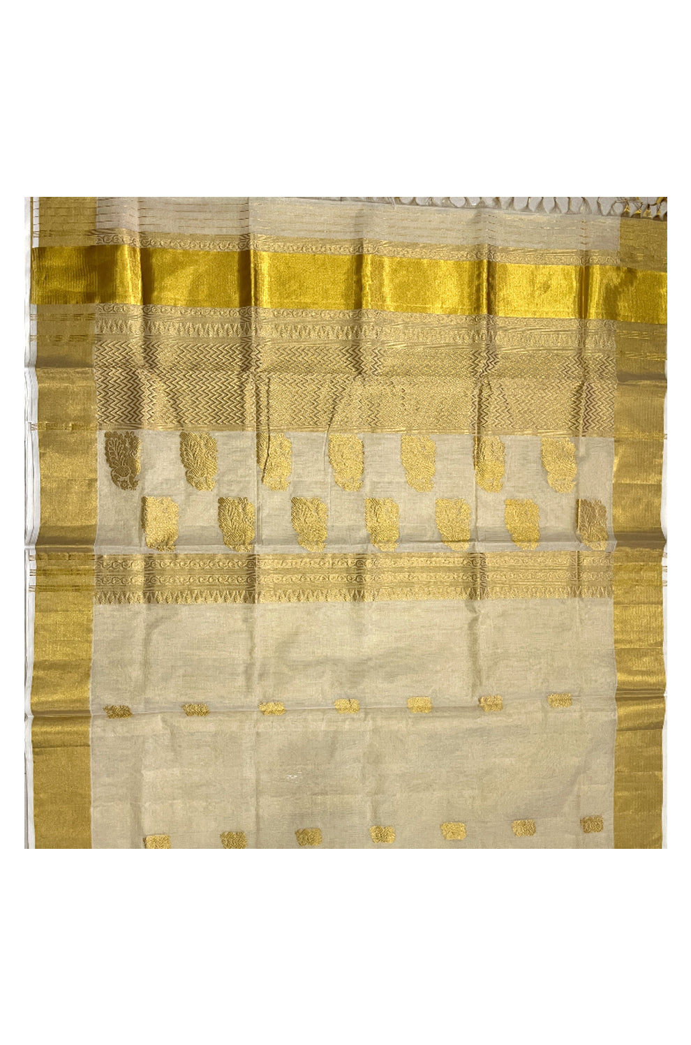 Southloom Premium Handloom Tissue Kerala Saree with Kasavu Heavy Woven Works