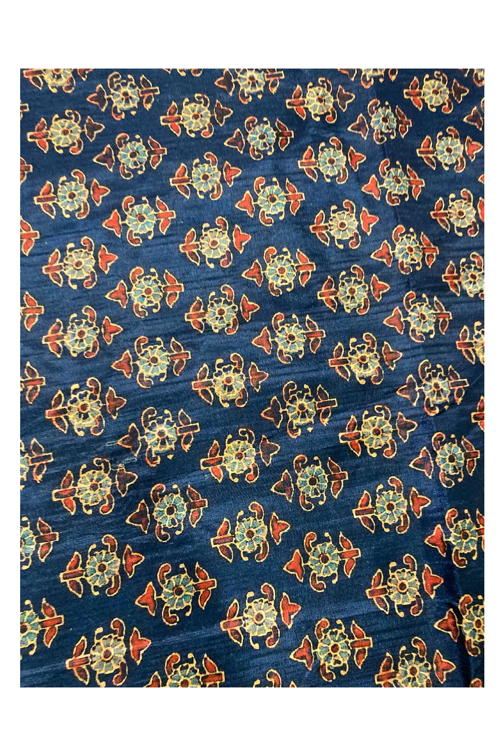 Southloom Art Silk Dark Blue Floral Printed Designer Saree