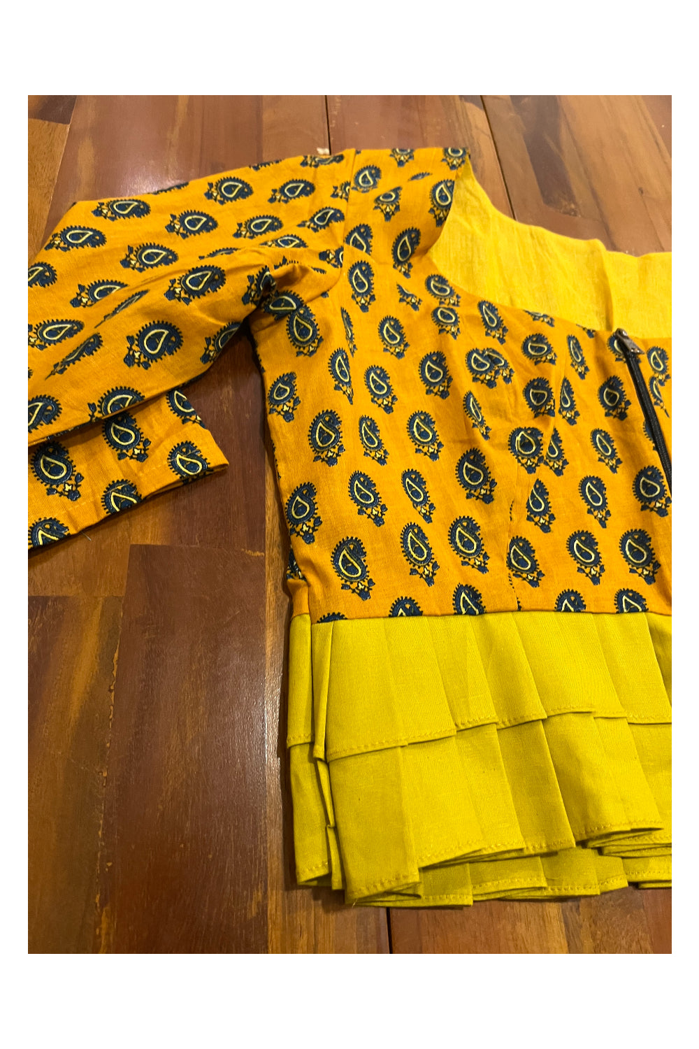 Southloom Paisley Printed Yellow Ready Made Blouse