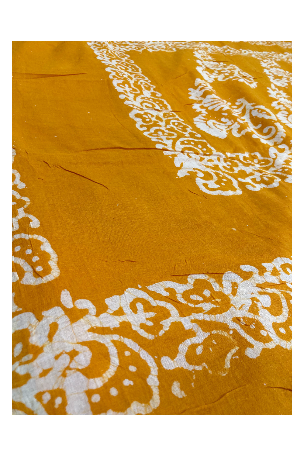 Southloom Yellow Chungidi Cotton Saree with White Designer Prints