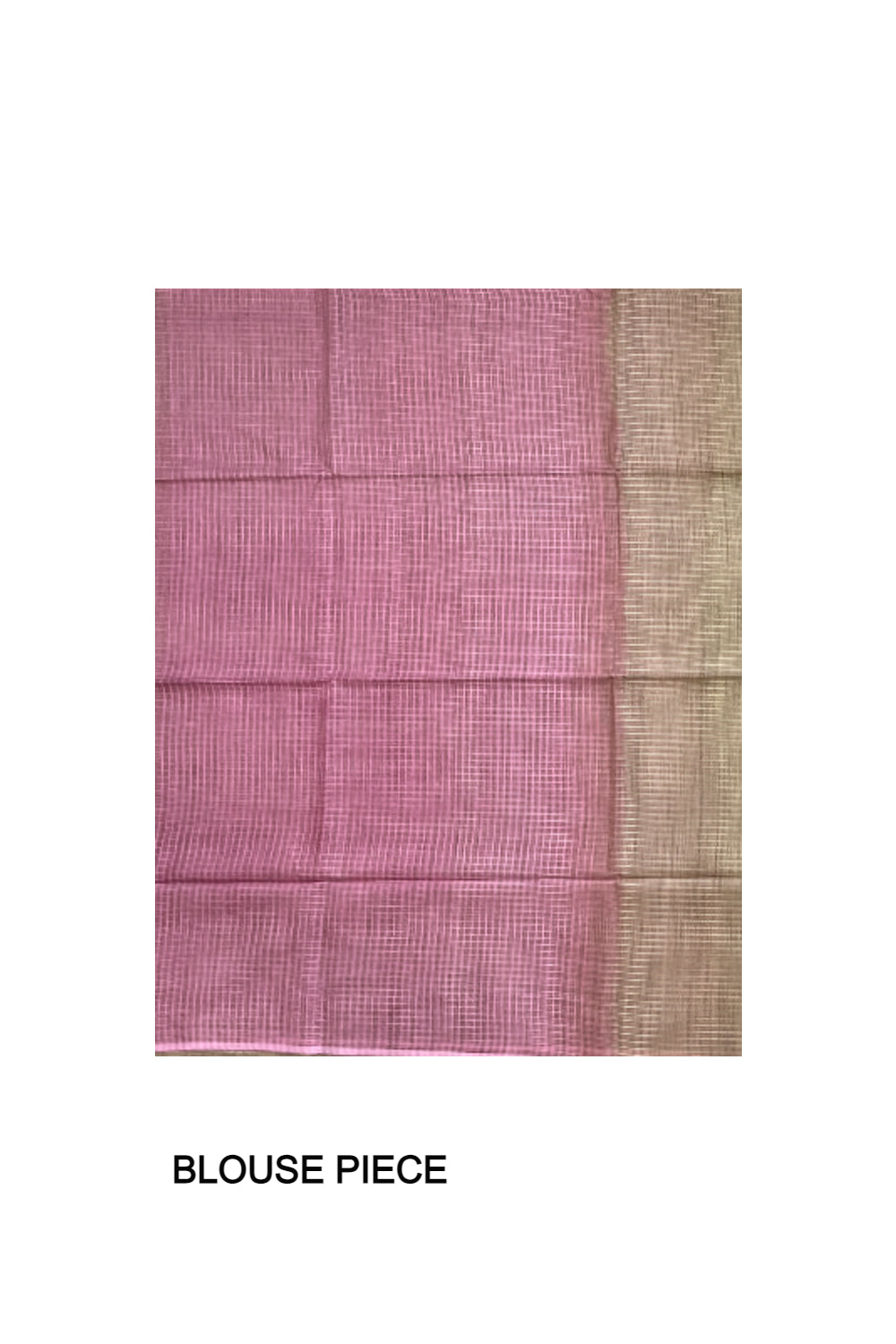 Southloom Cotton Check Design Light Brown Saree with PInk Pallu