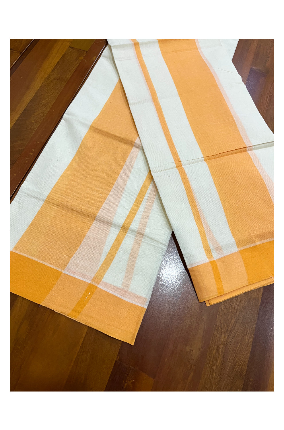 Pure Cotton Single Set Mundu (Mundum Neriyathum Onam 2023) with Yellow Border