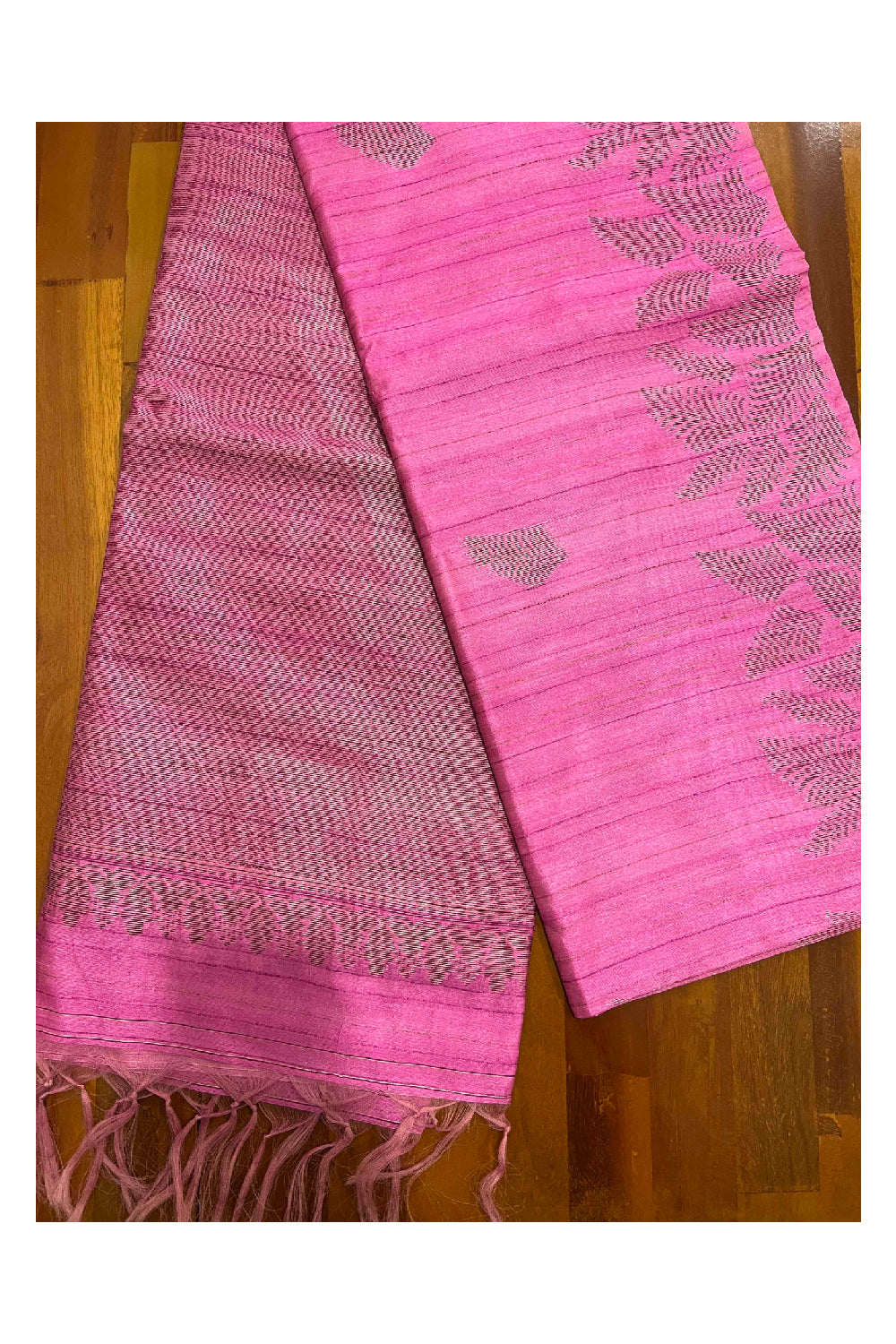 Southloom Magenta Semi Tussar Designer Saree with Tassels